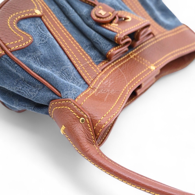 [Pre-owned] Celine Blason Triomphe Logo Denim Calfskin Shoulder Bag-23