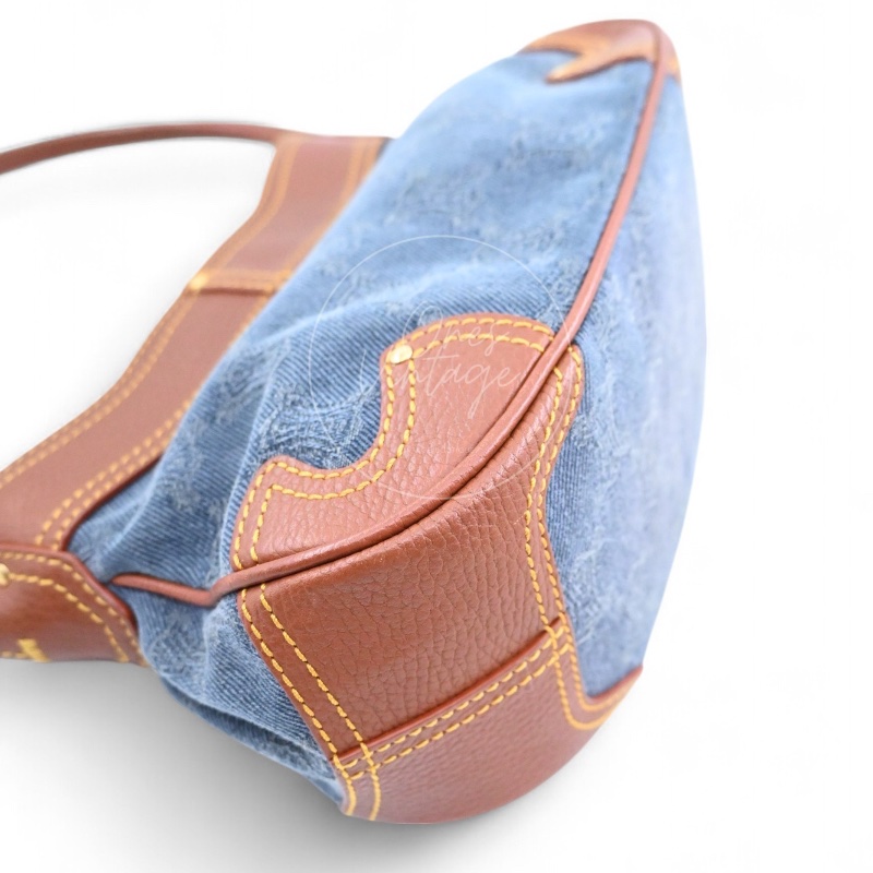 [Pre-owned] Celine Blason Triomphe Logo Denim Calfskin Shoulder Bag-34