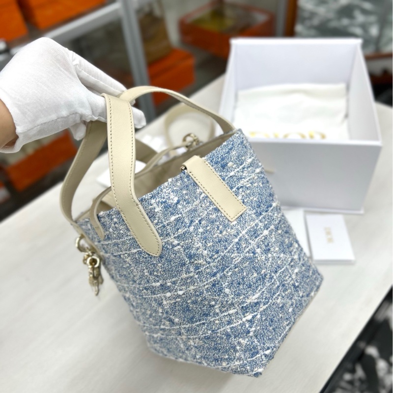 【99新】Dior 丹寧藍 毛呢拼皮 竪版 小號 small Toujours 手提包單肩包-1