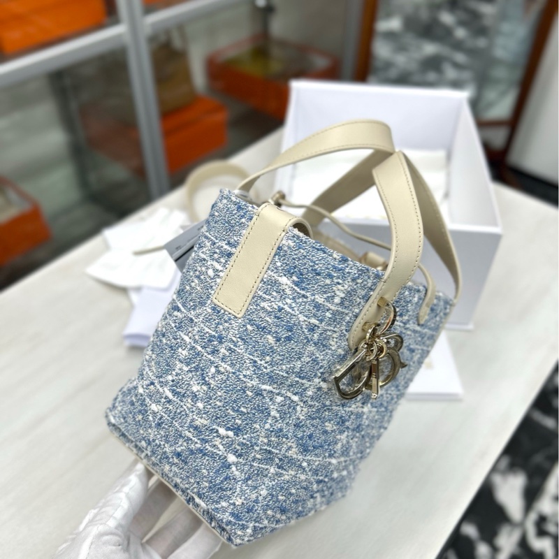 【99新】Dior 丹寧藍 毛呢拼皮 竪版 小號 small Toujours 手提包單肩包-2