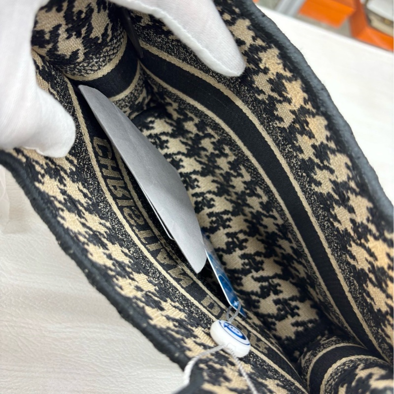 【99近新成】 Dior 卡其色千鳥格mini book tote 迷你手提包-6