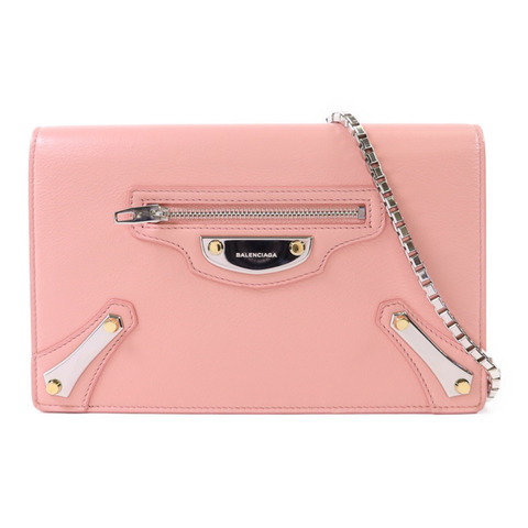 BALENCIAGA 牛皮皮革Shoulder Bag銀扣鏈帶肩背袋