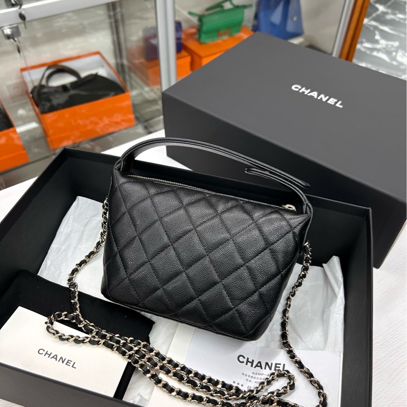 【全新未使用】 Chanel 25A芯片 黑金荔枝牛皮飯盒包  手提包 斜挎包-2