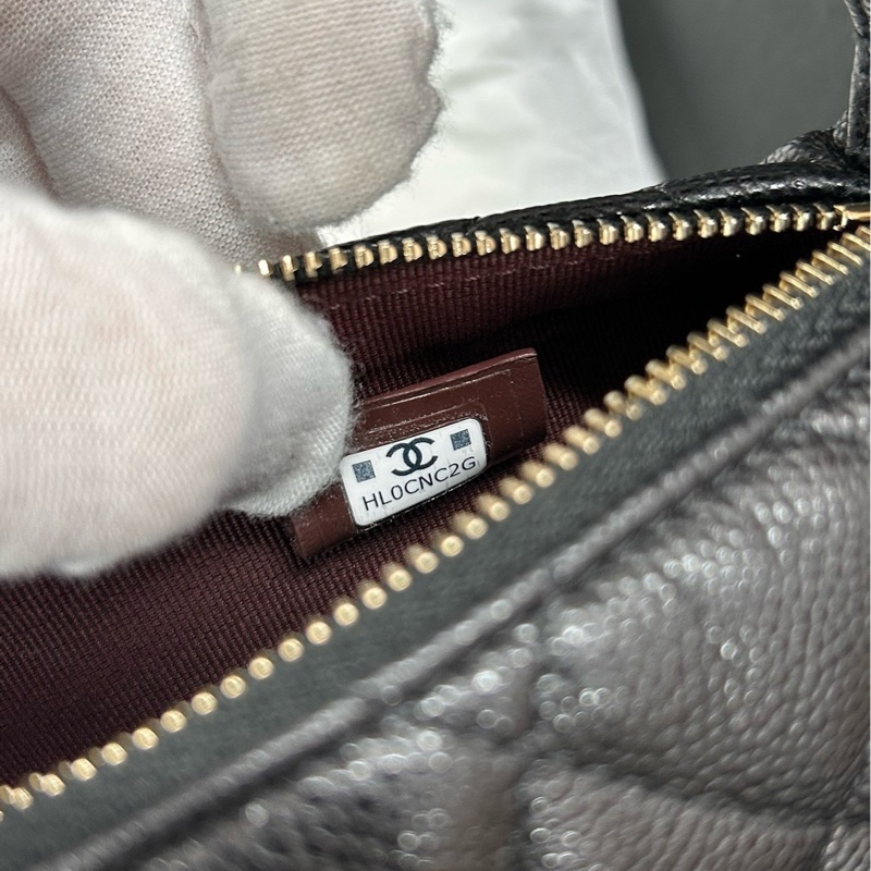 【全新未使用】 Chanel 25A芯片 黑金荔枝牛皮飯盒包  手提包 斜挎包-6