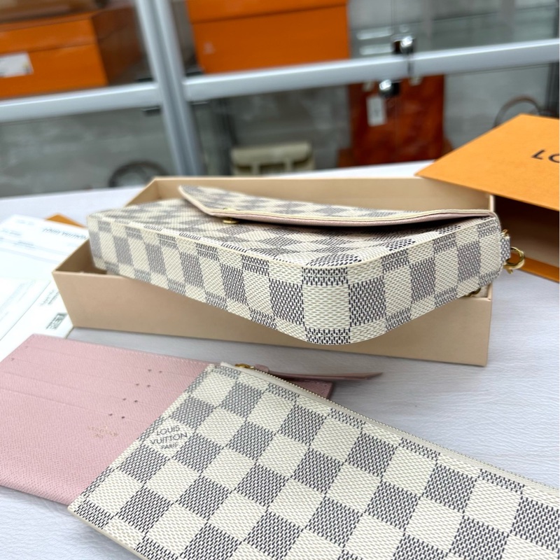 【閒置99新】 LV 白棋盤格三合一鏈條包 斜挎包單肩包-5