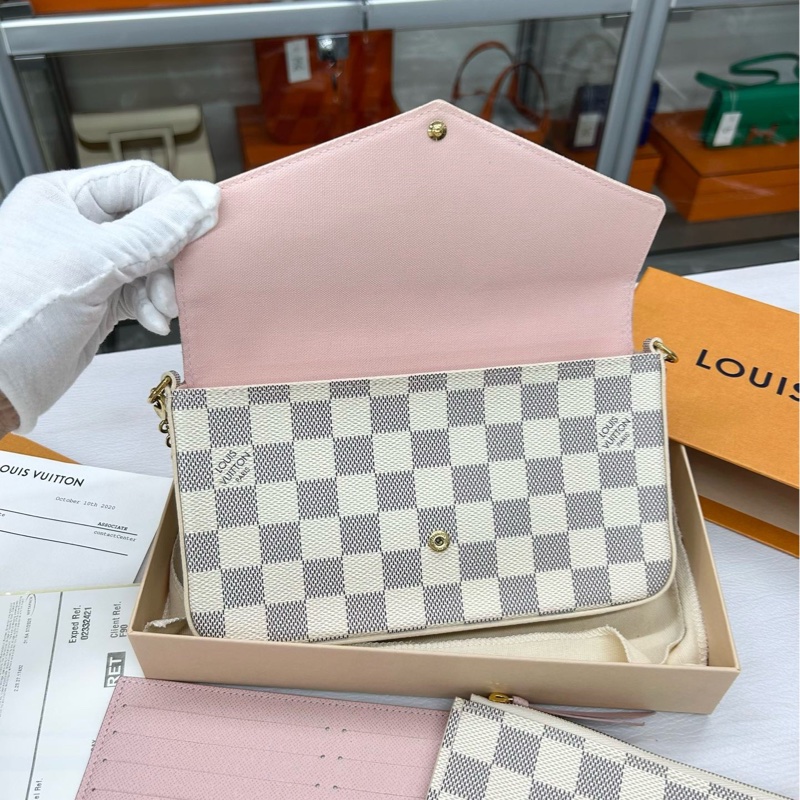 【閒置99新】 LV 白棋盤格三合一鏈條包 斜挎包單肩包-6