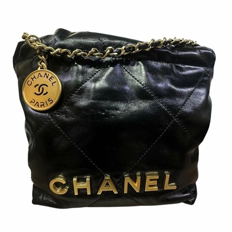 【美收精品】CHANEL黑色金釦22 MINI 4-655