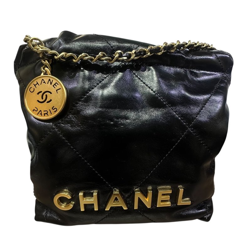 【美收精品】CHANEL黑色金釦22 MINI 4-655-0