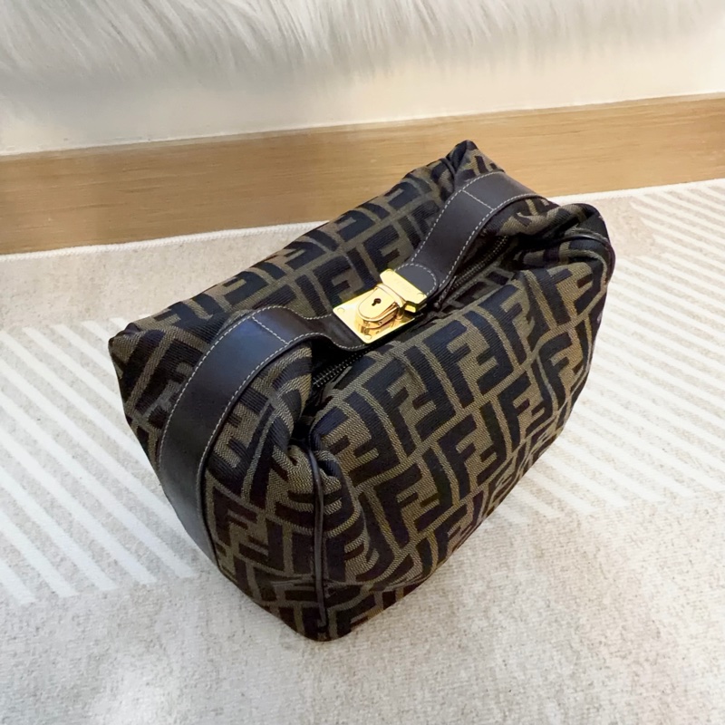 Fendi 老花Zucca大號飯盒包 便當包 金扣 vintage FF-6