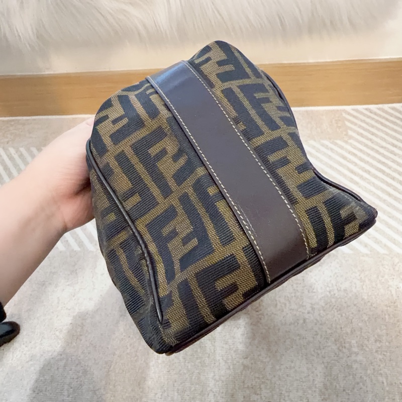 Fendi 老花Zucca大號飯盒包 便當包 金扣 vintage FF-9