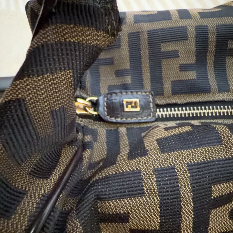 Fendi 老花Zucca大號飯盒包 便當包 金扣 vintage FF-15