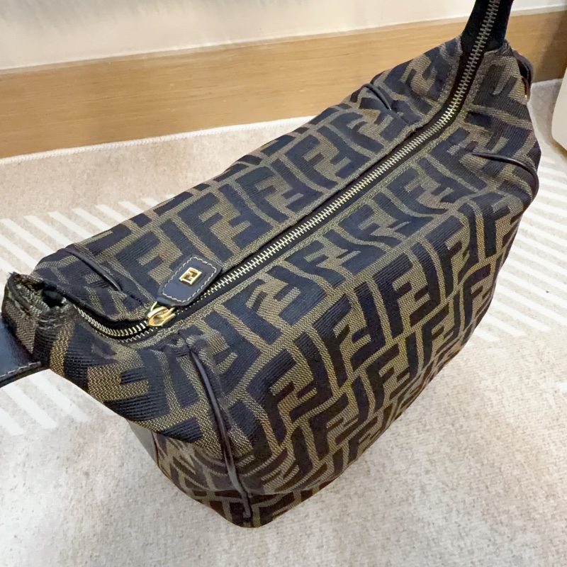 Fendi 老花Zucca大號飯盒包 便當包 金扣 vintage FF-17