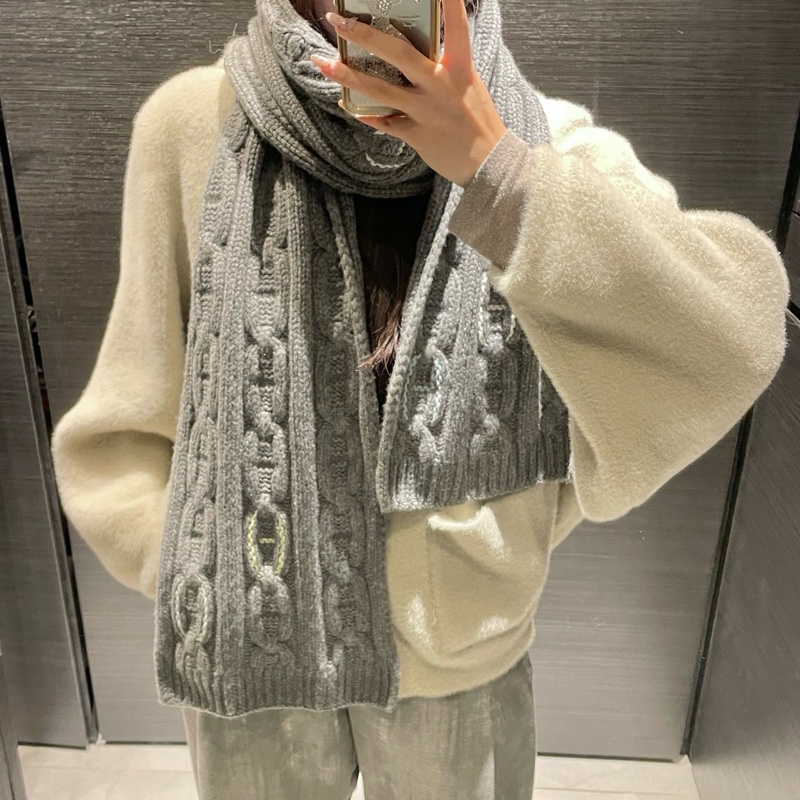 （已售出）Hermes 愛馬仕 豬鼻子灰色圍巾/羊絨圍巾/99新美品-3