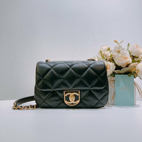 TW4630 Chanel 香奈兒 迷你 翻蓋包 羊皮 黑金AS3473 Mini Flap Bag Lambskin Black x GHW