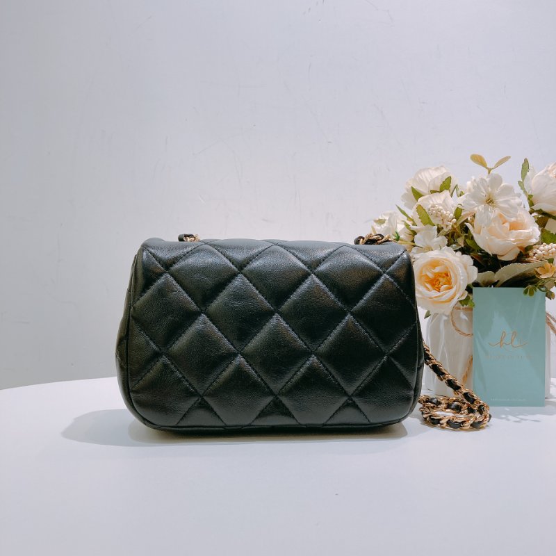 TW4630 Chanel 香奈兒 迷你 翻蓋包 羊皮 黑金AS3473 Mini Flap Bag Lambskin Black x GHW-1