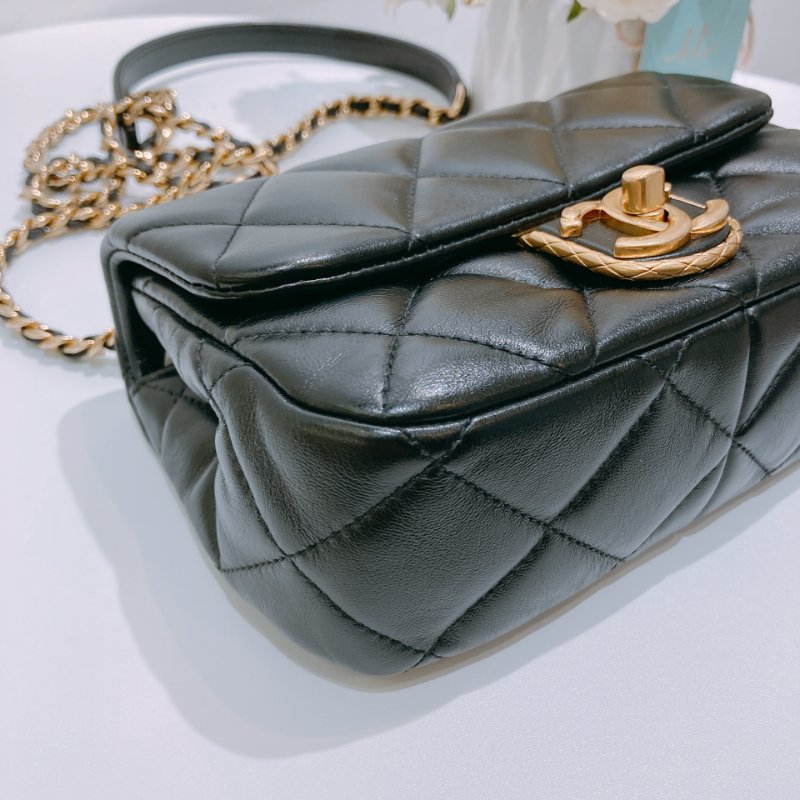 TW4630 Chanel 香奈兒 迷你 翻蓋包 羊皮 黑金AS3473 Mini Flap Bag Lambskin Black x GHW-5