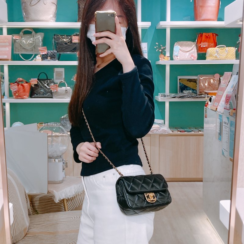 TW4630 Chanel 香奈兒 迷你 翻蓋包 羊皮 黑金AS3473 Mini Flap Bag Lambskin Black x GHW-20
