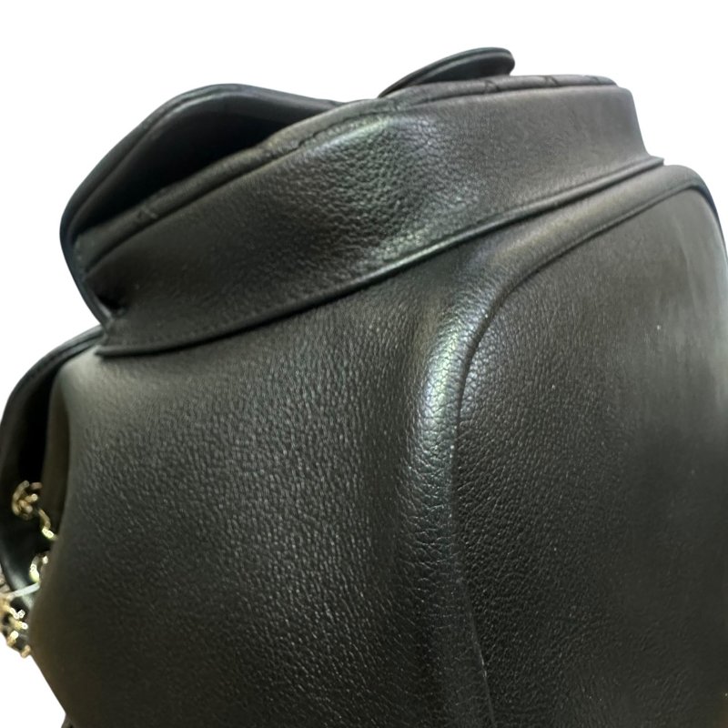 【美收精品】CHANEL黑色牛皮銀鍊後背包 4-656-7
