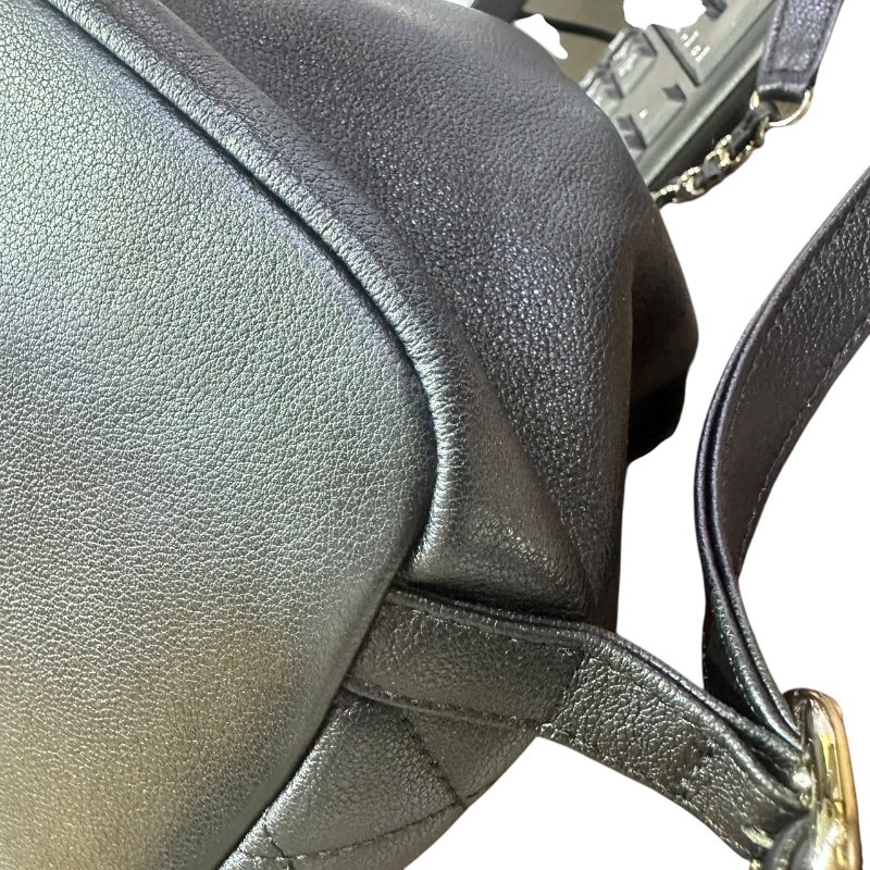 【美收精品】CHANEL黑色牛皮銀鍊後背包 4-656-9