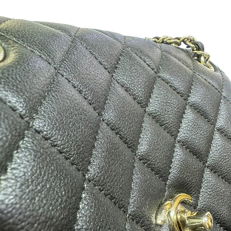 【美收精品】CHANEL黑色牛皮銀鍊後背包 4-656-10