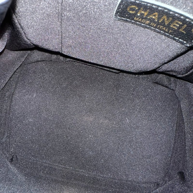 【美收精品】CHANEL黑色牛皮銀鍊後背包 4-656-12