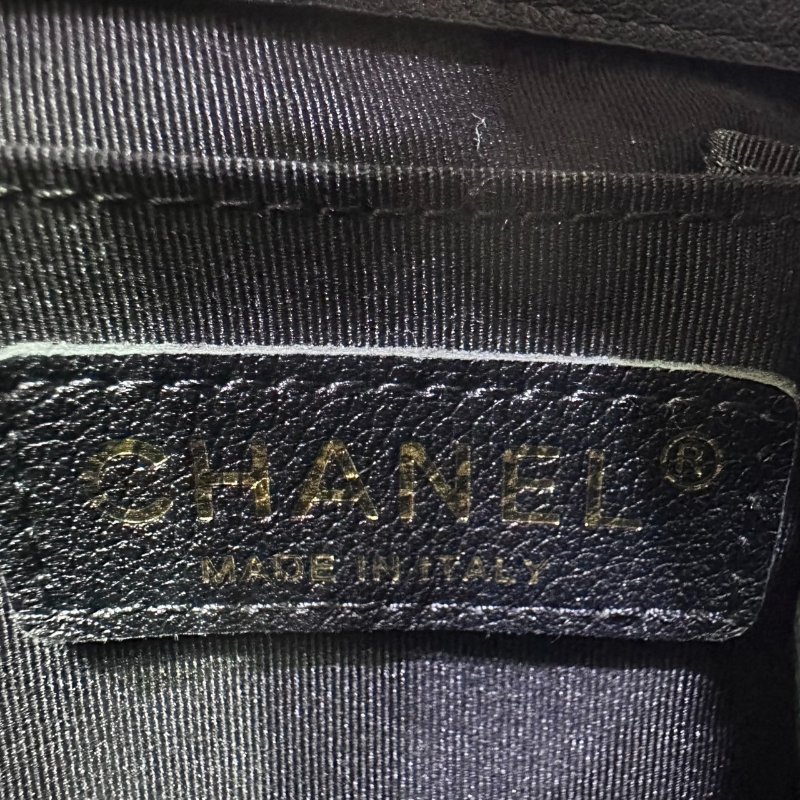 【美收精品】CHANEL黑色牛皮銀鍊後背包 4-656-13