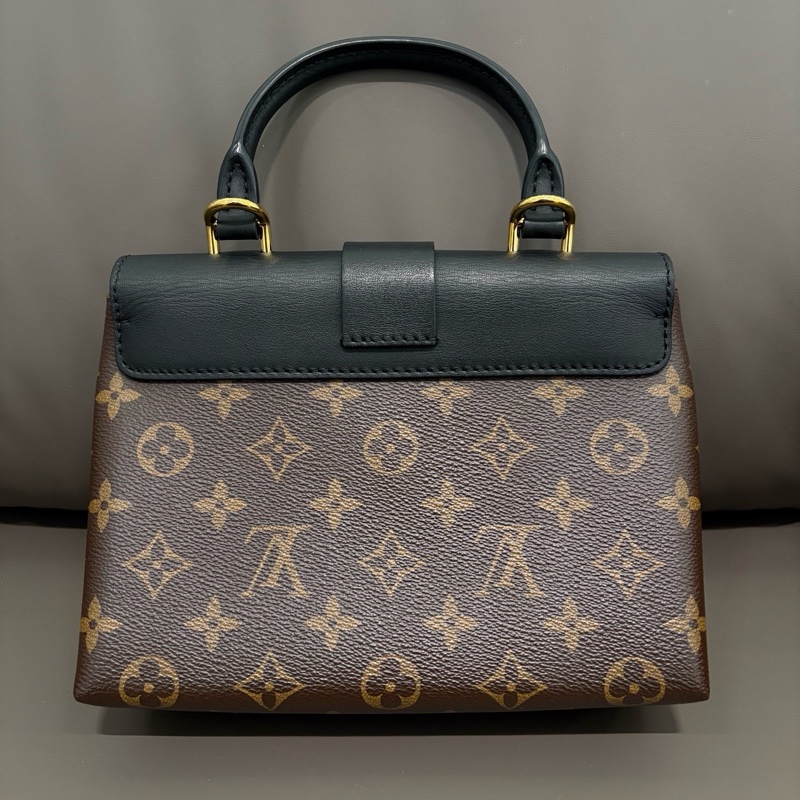 Lv/路易威登  老花拼黑鎖頭包手提斜挎包 芯片款-1
