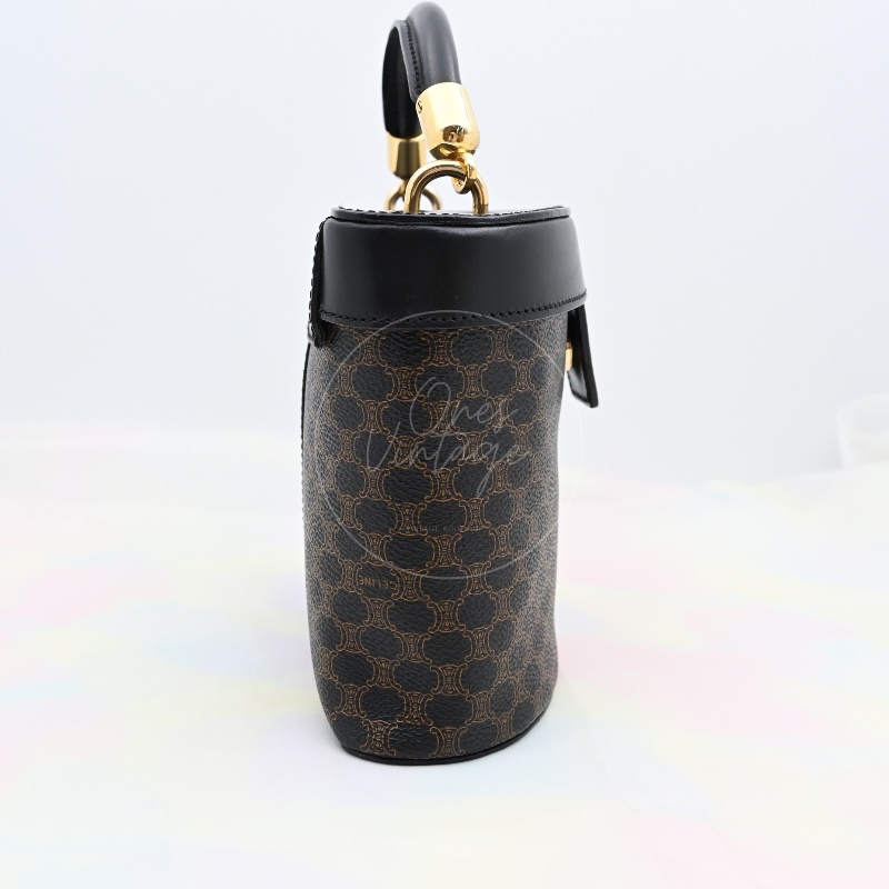 [Pre-owned] Celine Vintage Black Macadam Vanity Case-1