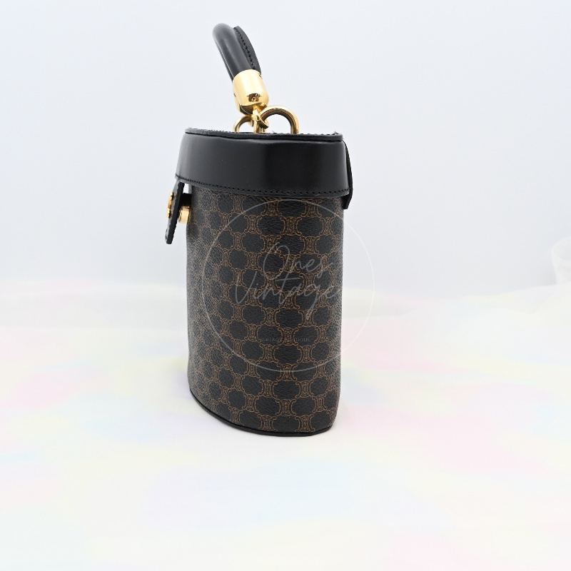 [Pre-owned] Celine Vintage Black Macadam Vanity Case-2