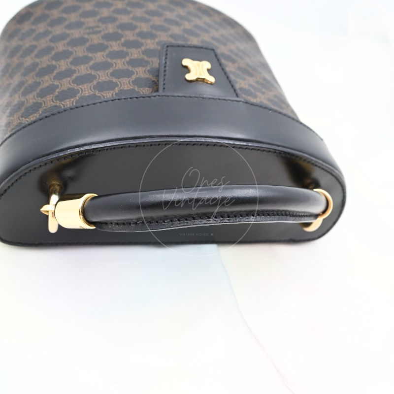 [Pre-owned] Celine Vintage Black Macadam Vanity Case-4