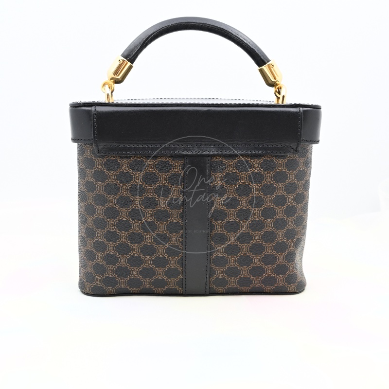 [Pre-owned] Celine Vintage Black Macadam Vanity Case-8