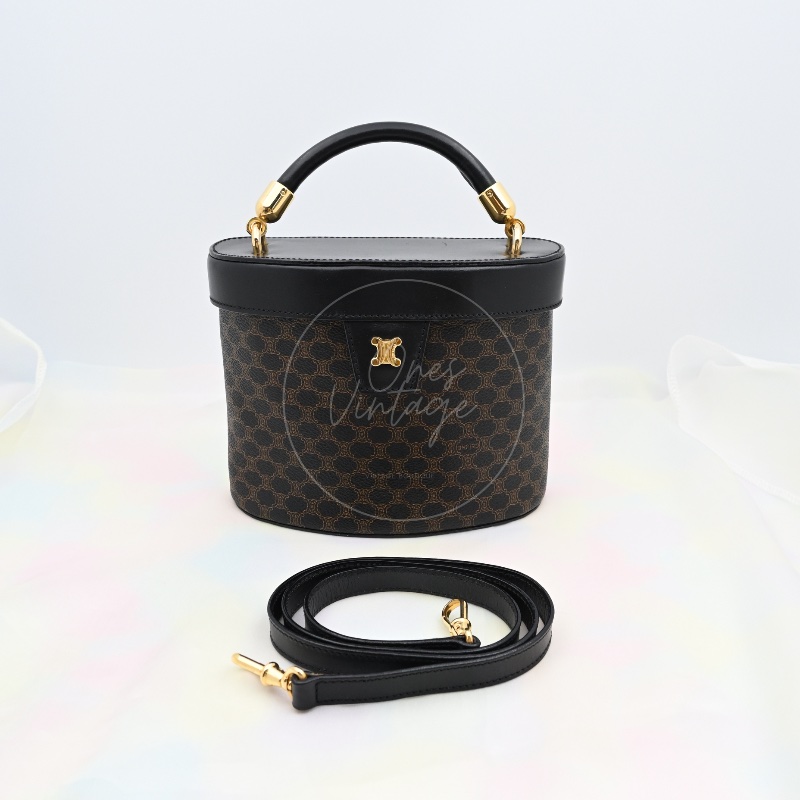 [Pre-owned] Celine Vintage Black Macadam Vanity Case-31