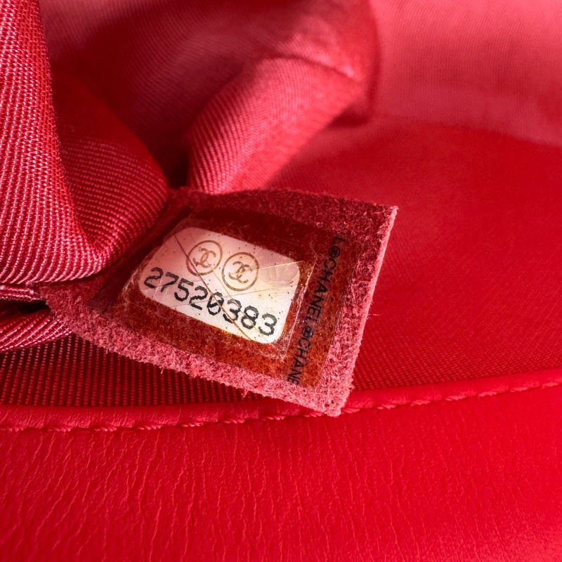 上架中🔑Chanel 粉橘珍珠編織BOY 20翻蓋鍊包-17