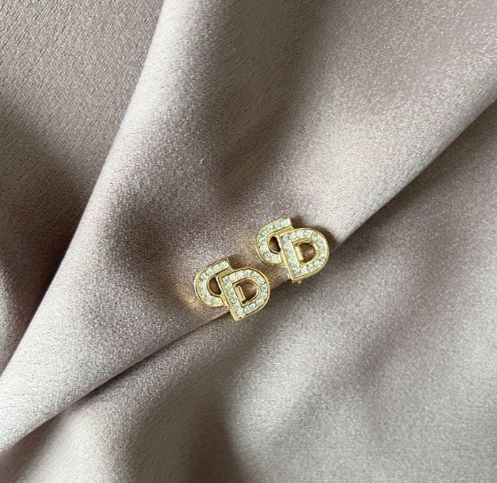 Dior經典CD水晶耳夾耳環頸鏈項鏈 極美品 日本中古vintage-7