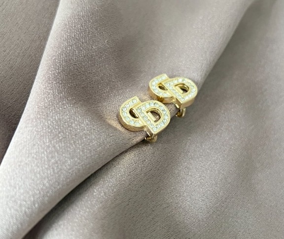 Dior經典CD水晶耳夾耳環頸鏈項鏈 極美品 日本中古vintage-8