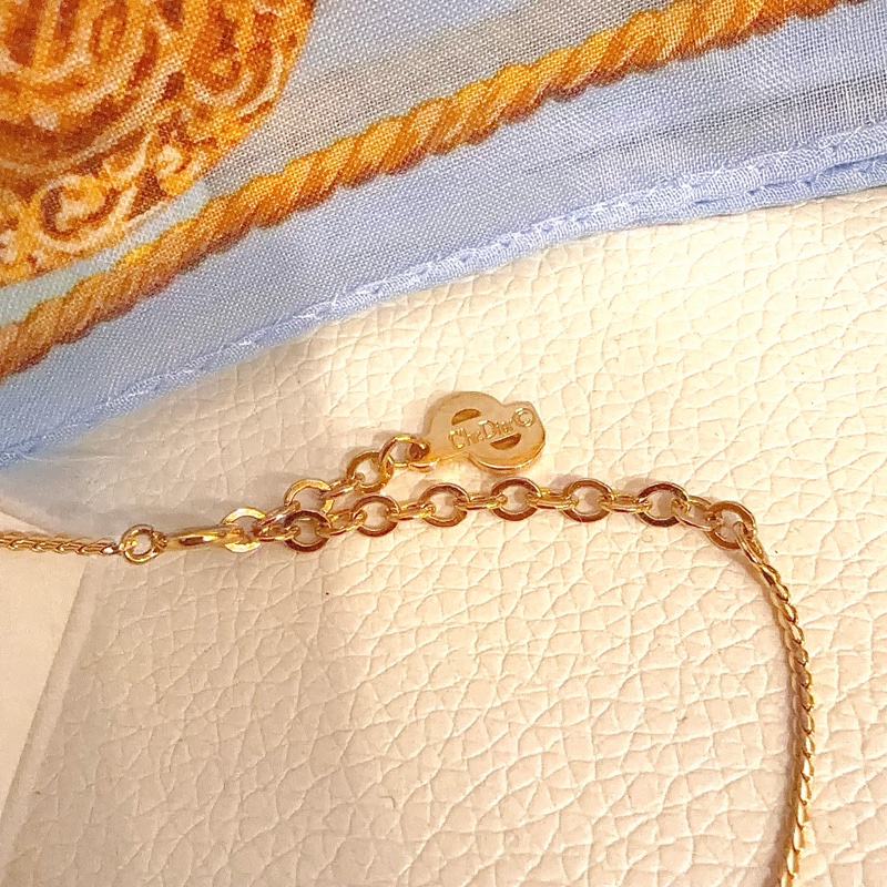 Dior經典CD水晶耳夾耳環頸鏈項鏈 極美品 日本中古vintage-9