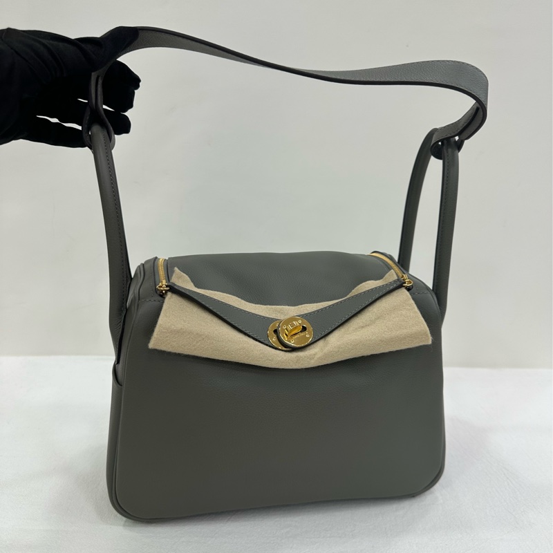 Hermes 愛馬仕 Lindy26 積雨雲灰金扣 EC皮 evercolor 皮 W 閒置有購證-6