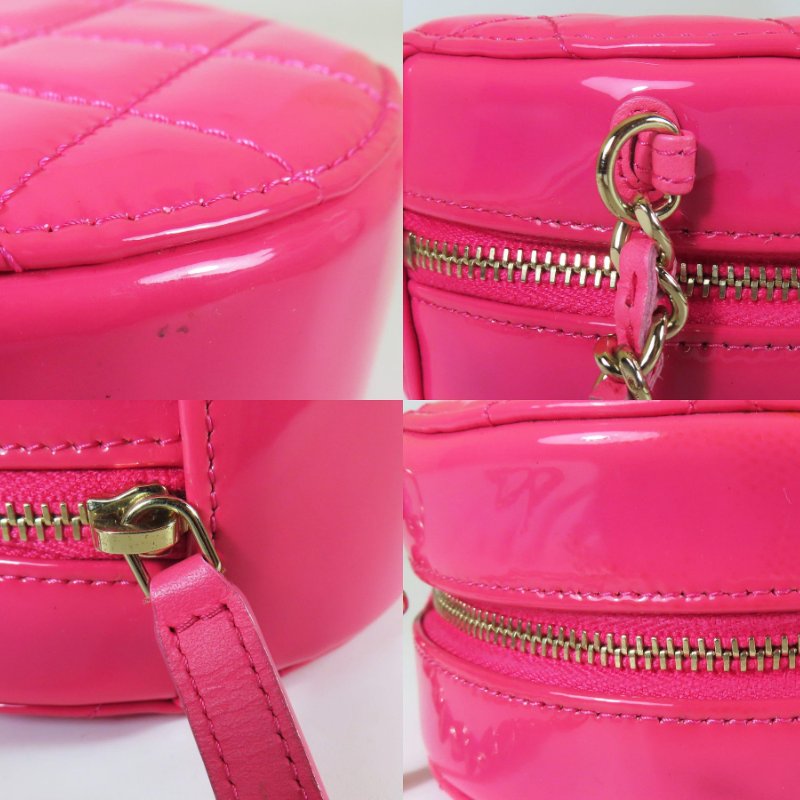 【巴黎站二手名牌專賣店】*現貨*CHANEL香奈兒真品*粉色菱格紋亮面漆皮銀雙C MINI圓餅包-5