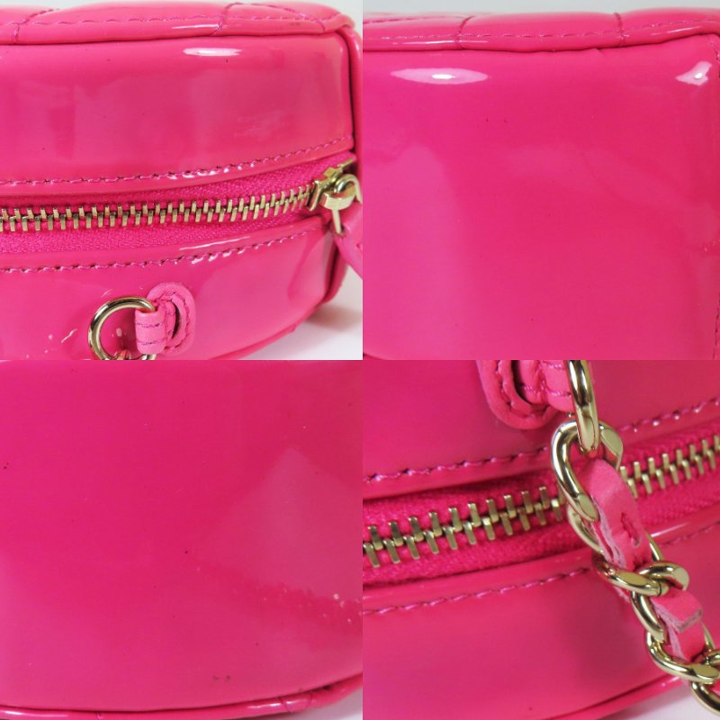 【巴黎站二手名牌專賣店】*現貨*CHANEL香奈兒真品*粉色菱格紋亮面漆皮銀雙C MINI圓餅包-6