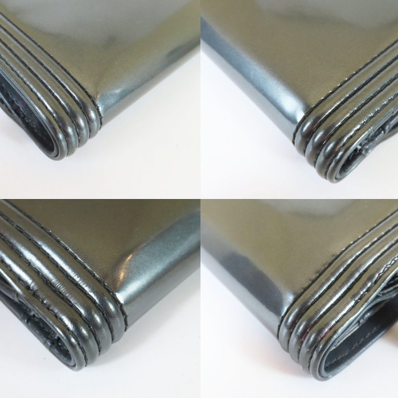 【巴黎站二手名牌專賣店】＊現貨＊CHANEL 香奈兒 真品＊經典BOY鐵灰銀色漆皮釦式短夾-4