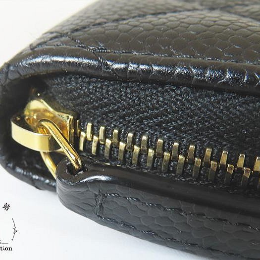 【巴黎站二手名牌專賣】＊現貨＊CHANEL 香奈兒 真品＊黑色菱格紋荔枝牛皮金雙C拉鍊卡夾零錢包-4