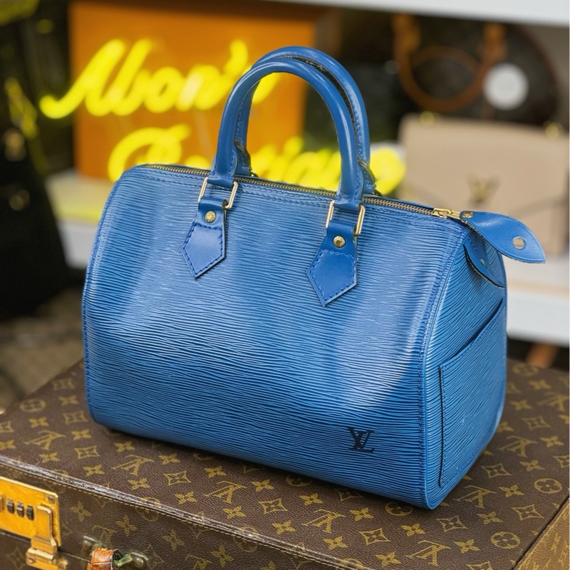 上架中🔑Louis Vuitton 藍色EPI水波紋Speedy手提包-0