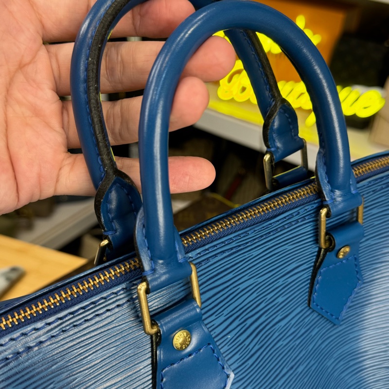 上架中🔑Louis Vuitton 藍色EPI水波紋Speedy手提包-14