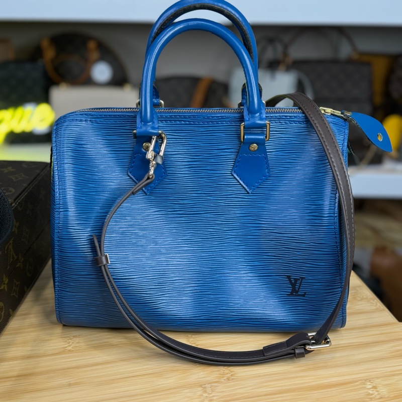 上架中🔑Louis Vuitton 藍色EPI水波紋Speedy手提包-22