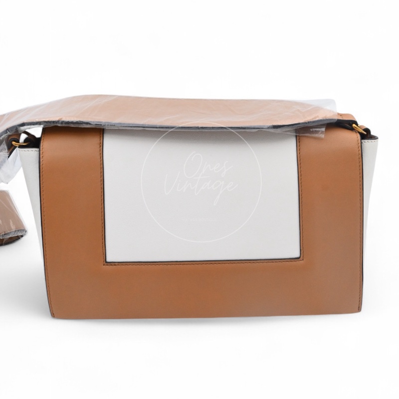 [Unused] Celine Medium Frame Bag Tan Optic White-1