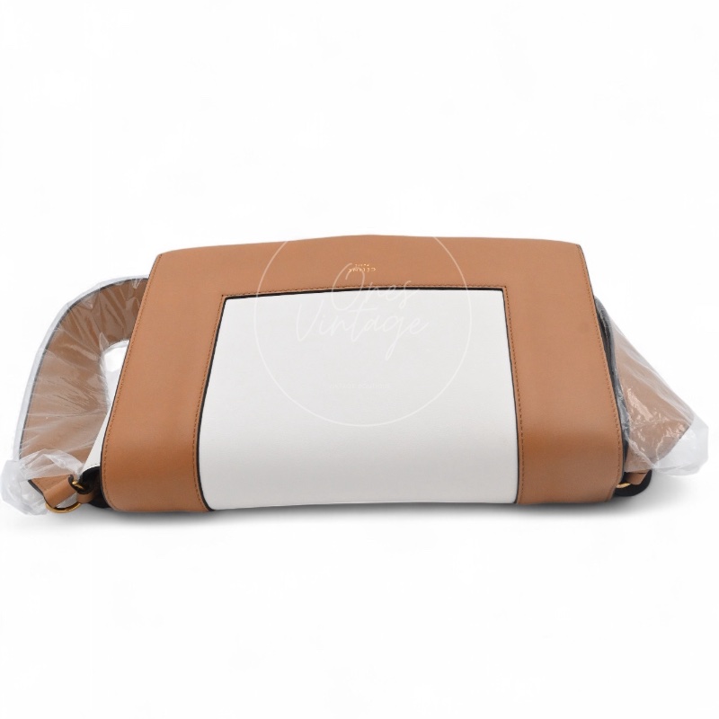 [Unused] Celine Medium Frame Bag Tan Optic White-2