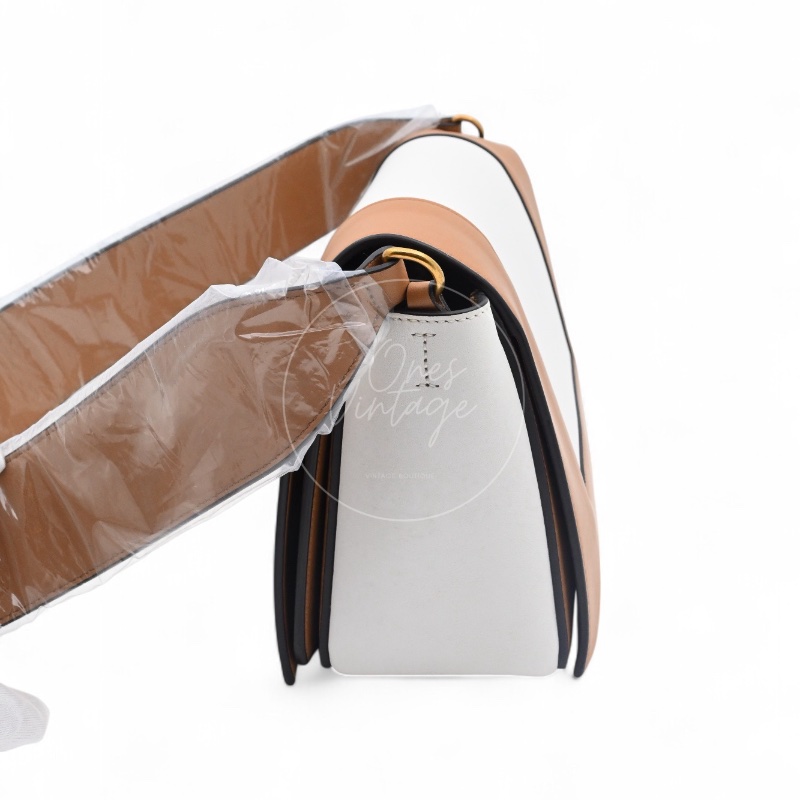 [Unused] Celine Medium Frame Bag Tan Optic White-3