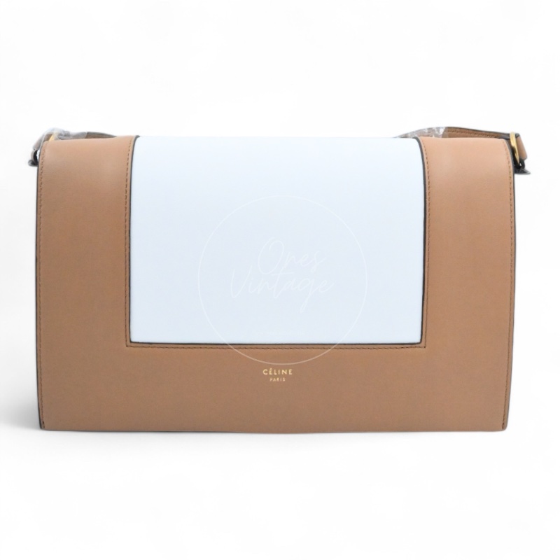 [Unused] Celine Medium Frame Bag Tan Optic White-5