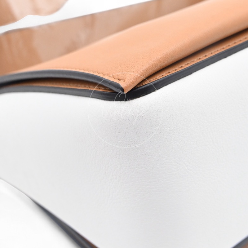 [Unused] Celine Medium Frame Bag Tan Optic White-8