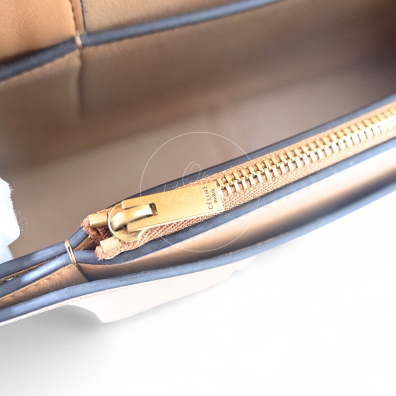[Unused] Celine Medium Frame Bag Tan Optic White-16